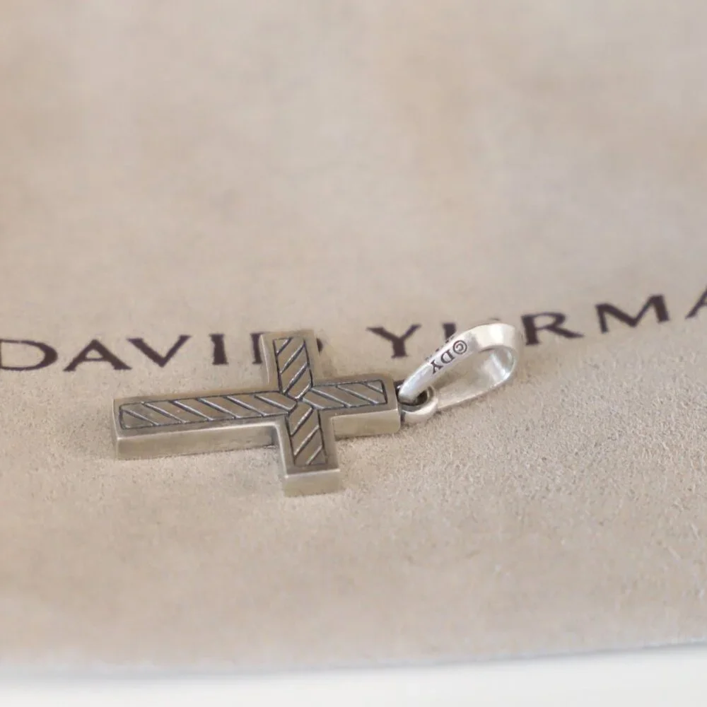 David Yurman Men's Sterling Silver Exotic Stone Cross Amulet with Black Onyx